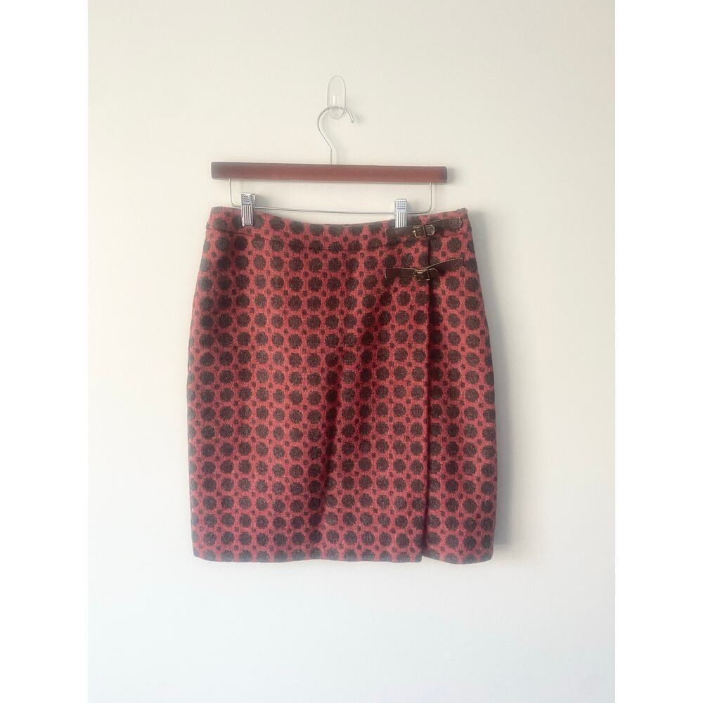 BODEN British Tweed‎ by Moon 100% Wool Polka Dot Crossover Mini Skirt 8L